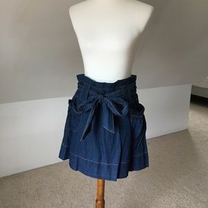 -DELETE- Chambray Bow Tied High Waist Paperbag Denim Skirt